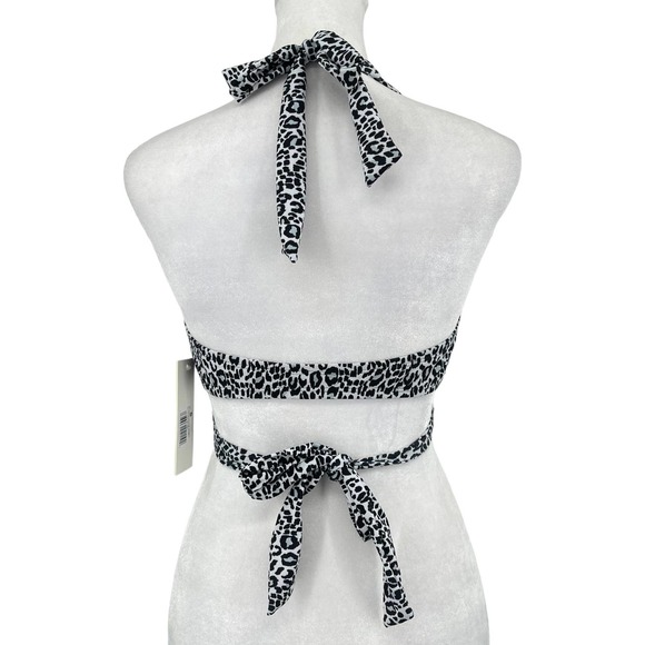 NWT Social Angel Bikini Set Halter Wrap Top High Rise Bottom Black White - Small - Picture 7 of 16